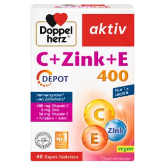 Abbildung der Produktverpackung Doppelherz aktiv C + Zink + E 400 DEPOT Frontansicht
